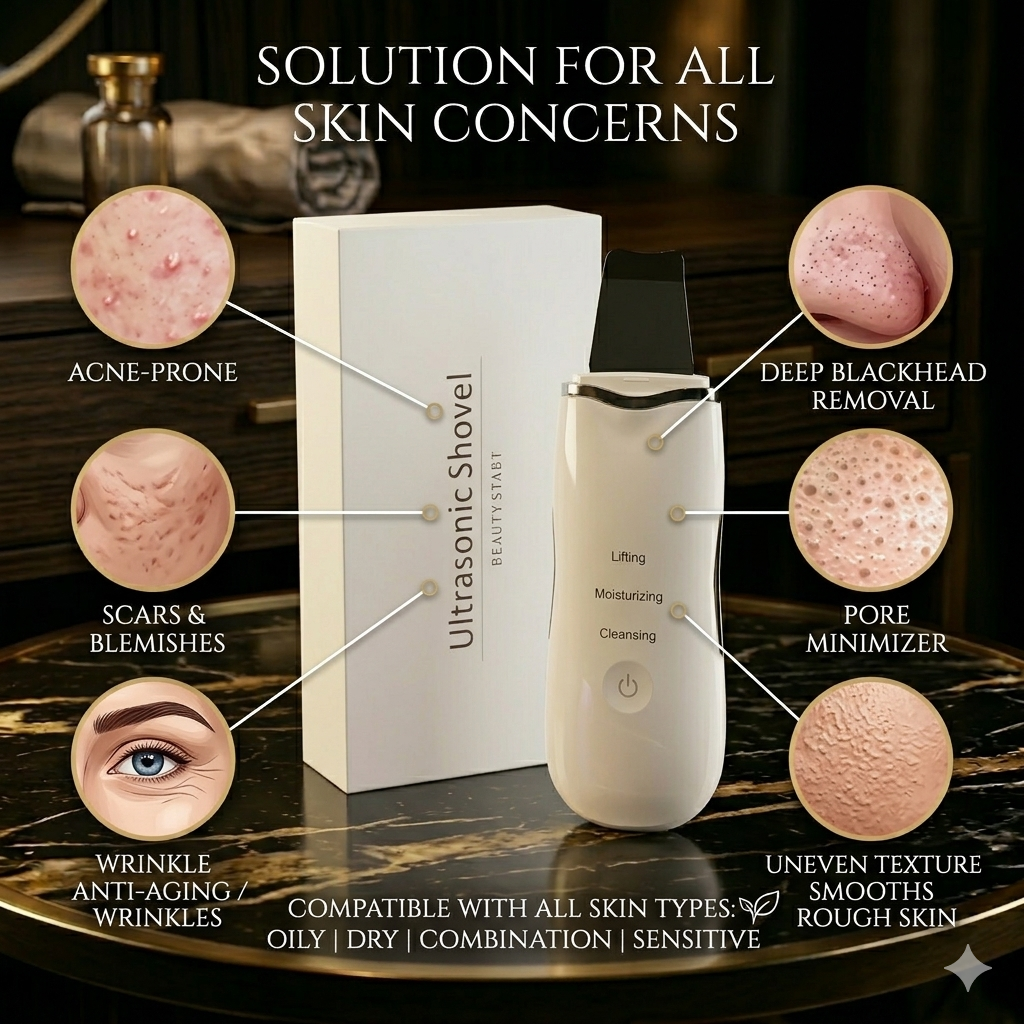 3-in-1 Ultrasonic Skin Scrubber – Deep Cleansing Device
