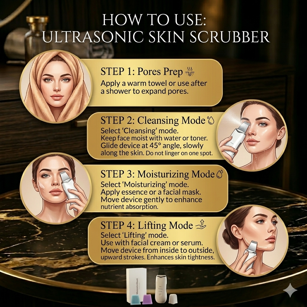 3-in-1 Ultrasonic Skin Scrubber – Deep Cleansing Device